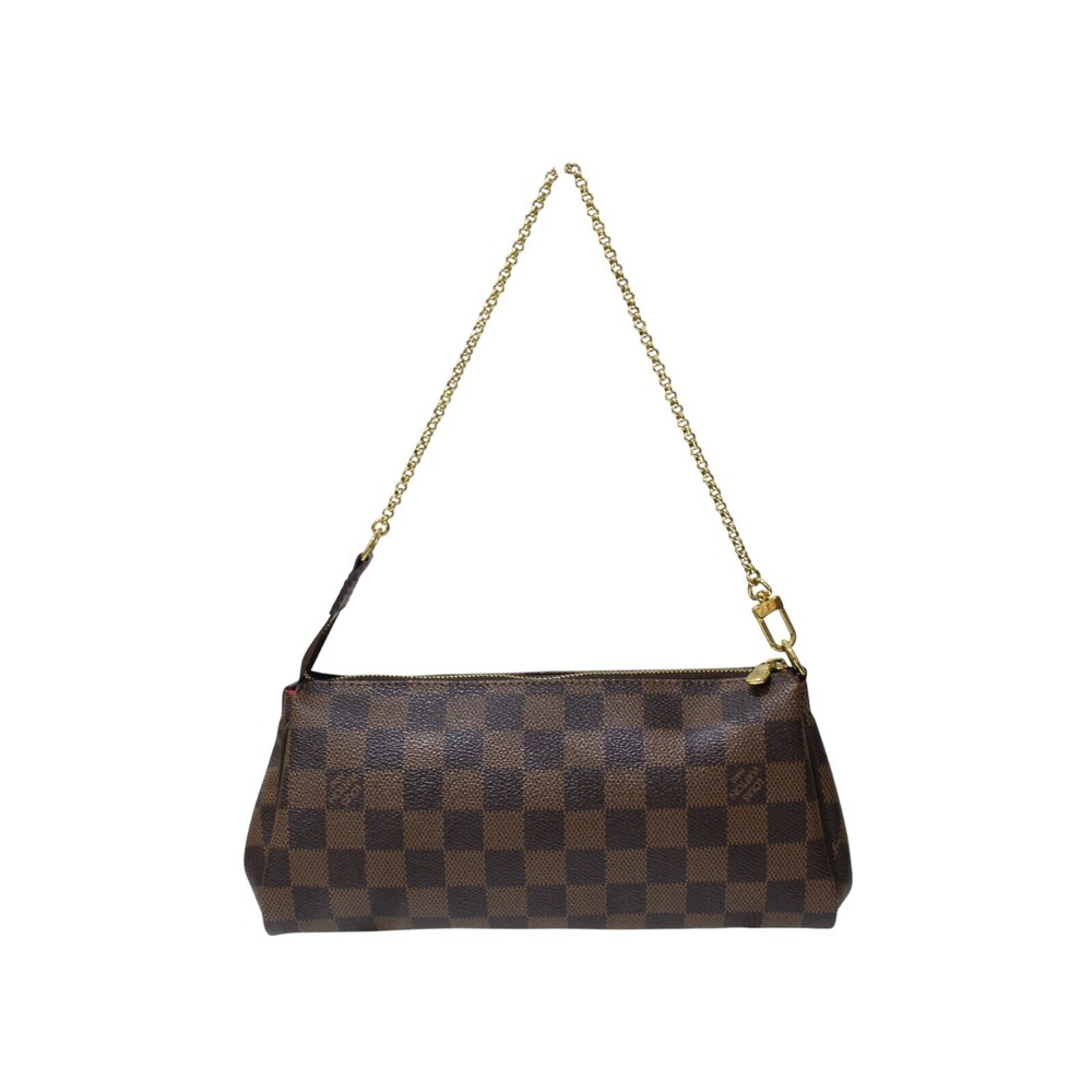 Louis Vuitton Eva Brown Damier bag strap leather handbag Ebene shoulder